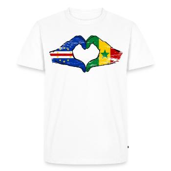 Cape Verde Senegal flag hands heart shape used - Men's Premium Organic T-Shirt - white - Front - Nico (187cm)