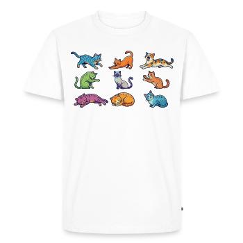 Colorful Cats: Cute Comic Kitten Pop Art - Men's Premium Organic T-Shirt - white - Front - Nico (187cm)