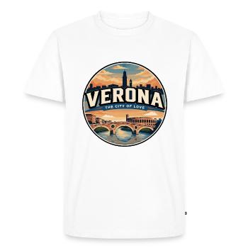 Retro Verona Roman Arena Travel Badge - Men's Premium Organic T-Shirt - white - Front - Nico (187cm)