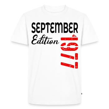 49e anniversaire - septembre 1977 - T-shirt Premium bio Homme - blanc - Devant - Nico (187cm)
