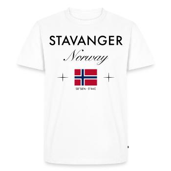 Stavanger Norway Coordinates Travel Souvenir - Men's Premium Organic T-Shirt - white - Front - Nico (187cm)