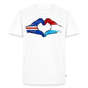 Cape Verde Luxembourg flag hands heart shape used - Men's Premium Organic T-Shirt - white - Front - Nico (187cm)