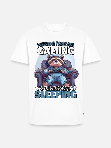 Waschbär-Gamer im Schlafmodus - Männer Premium Bio T-Shirt - Weiß