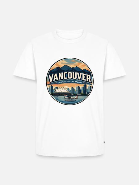 Retro Vancouver Harbour Reiseabzeichen - Männer Premium Bio T-Shirt - Weiß