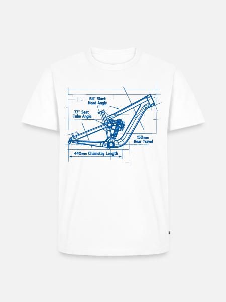 MTB Blueprint: Full-Suspension Rahmen Tech - Männer Premium Bio T-Shirt - Weiß