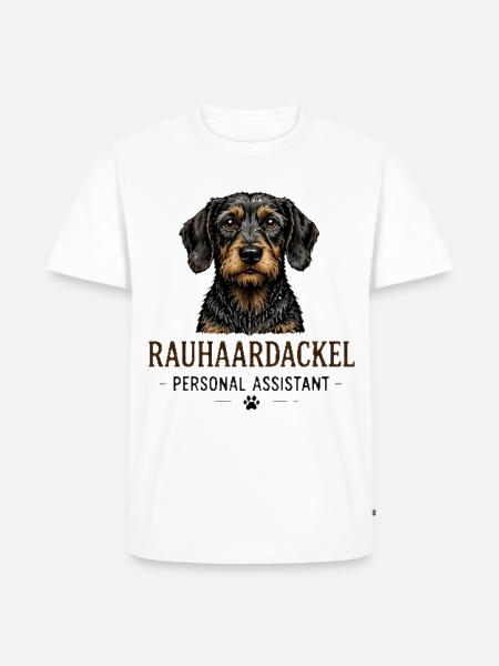 RauhaarDackel Personal Assistant - Männer Premium Bio T-Shirt - Weiß
