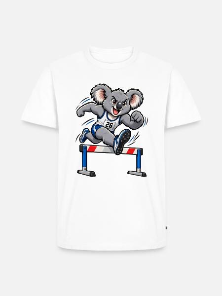 Süßer Koala beim Hürdenlauf - Männer Premium Bio T-Shirt - Weiß