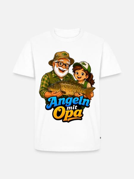 Angeln mit Opa - Männer Premium Bio T-Shirt - Weiß