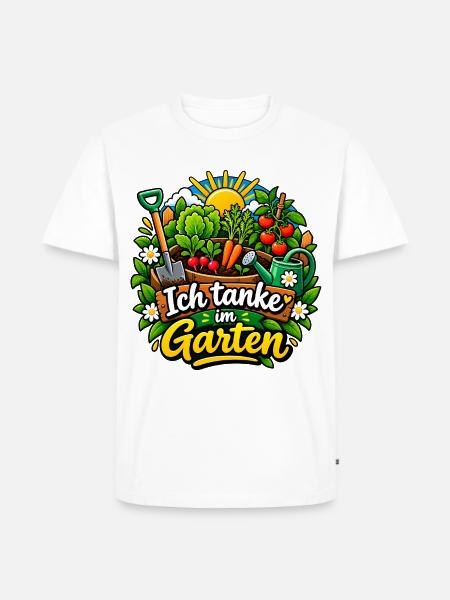Ich tanke im Garten - Männer Premium Bio T-Shirt - Weiß