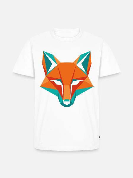 Geometrischer Fuchs Kopf Wildtier Motiv - Männer Premium Bio T-Shirt - Weiß
