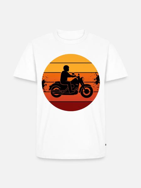 Motorrad Fahrer Sunset Retro Silhouette - Männer Premium Bio T-Shirt - Weiß