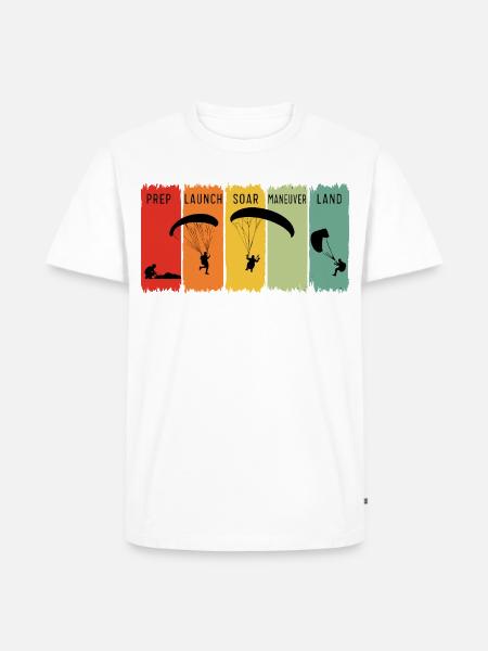 Retro-Paragliding-Schritte starten Soar Land Geschenk - Männer Premium Bio T-Shirt - Weiß