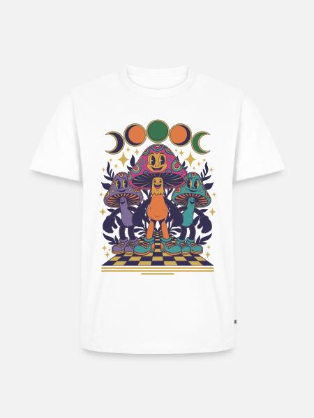 Psychedelisches Festival-Hippie-Pilz-Batik-Rave - Männer Premium Bio T-Shirt - Weiß