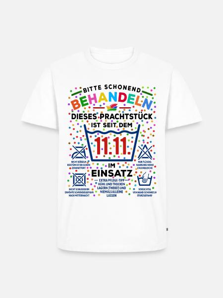 11.11. Schonend behandeln | Karneval Konfetti - Männer Premium Bio T-Shirt - Weiß