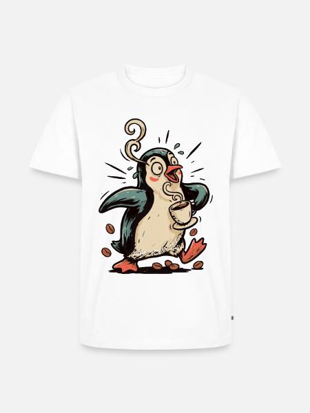 Pinguin Kaffeeliebhaber Koffein Kaffee - Männer Premium Bio T-Shirt - Weiß