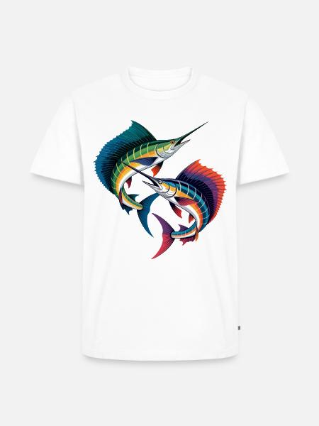 Zwei Sailfische - Männer Premium Bio T-Shirt - Weiß