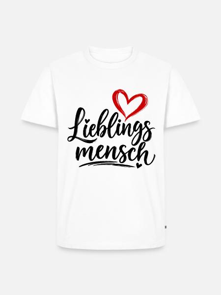 Herz-Pinselstrich mit Kalligrafie - Männer Premium Bio T-Shirt - Weiß