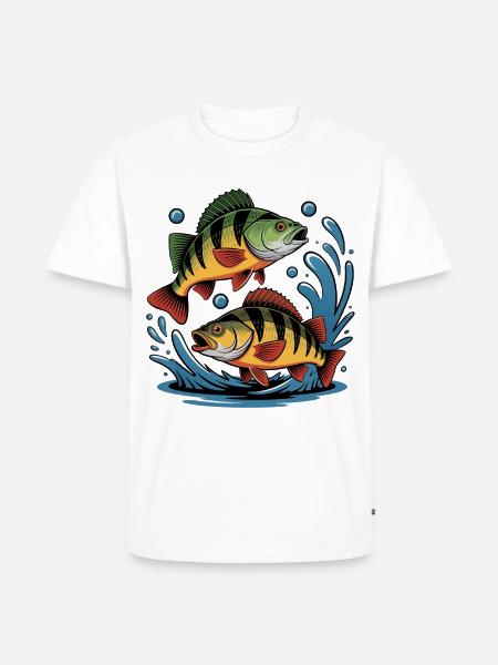 Barsch Angeln - Männer Premium Bio T-Shirt - Weiß