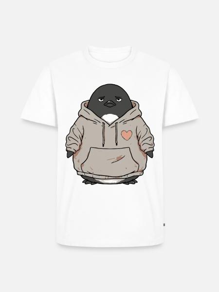 Niedlicher Pinguin Mit Kapuze - Männer Premium Bio T-Shirt - Weiß