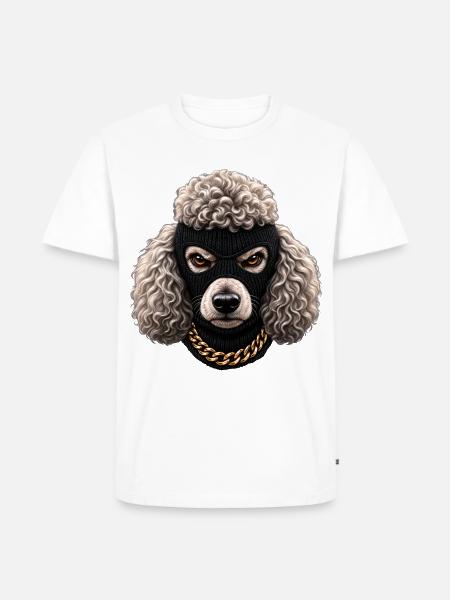 Böser Pudel mit Sturmhaube - Männer Premium Bio T-Shirt - Weiß