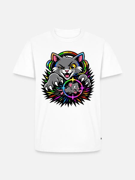 Gaming-Katze auf Mäusejagd - Männer Premium Bio T-Shirt - Weiß