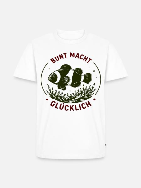 Bunter Fischkreis: Bunt macht Glücklich - Männer Premium Bio T-Shirt - Weiß