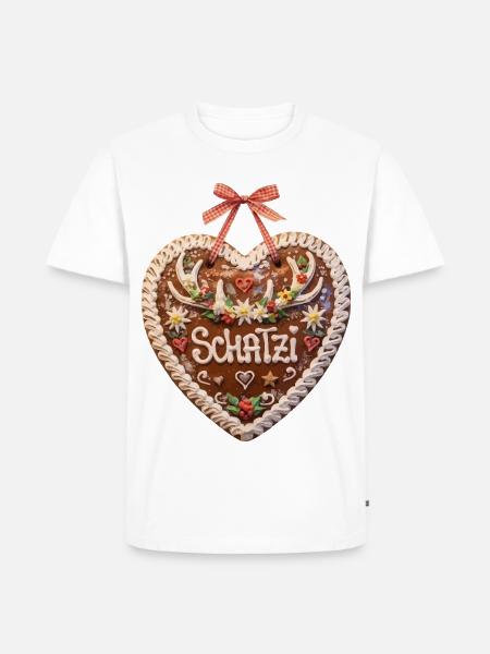 Lebkuchenherz Liebe Schatzi Hirschgeweih - Männer Premium Bio T-Shirt - Weiß