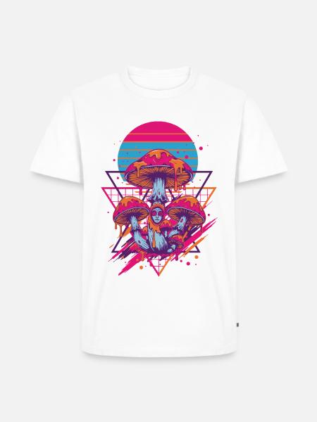 Psychedelische Festival-Hippie-Pilz-Batik-Pilze - Männer Premium Bio T-Shirt - Weiß
