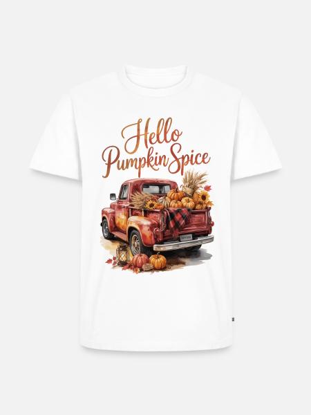 Hello Pumpkin Spice - Männer Premium Bio T-Shirt - Weiß