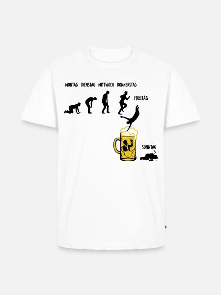 Bier Woche | Evolution | Bierglas | Saufen - Männer Premium Bio T-Shirt - Weiß
