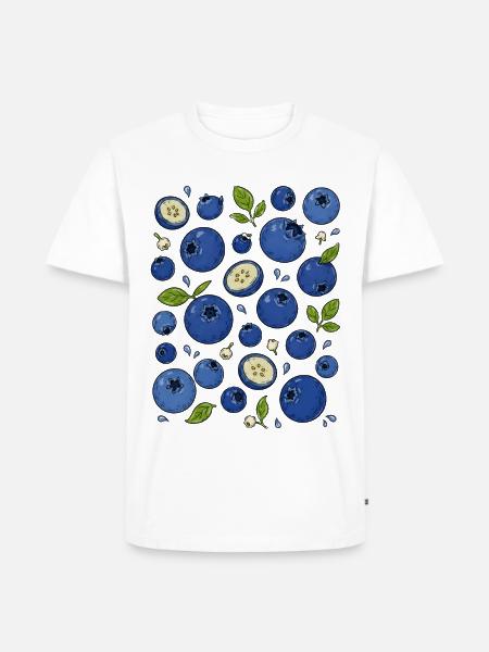 Blaubeeren | Beeren & Botanik - Männer Premium Bio T-Shirt - Weiß