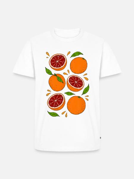 Blutorange | Zitrusfrucht & Botanik - Männer Premium Bio T-Shirt - Weiß