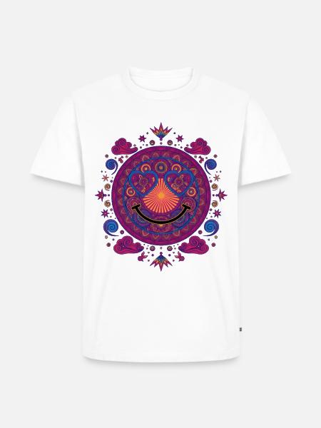 Psychedelisches Festival-Hippie-Rave-Techno - Männer Premium Bio T-Shirt - Weiß