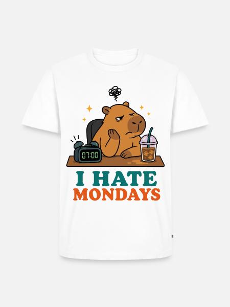 I Hate Mondays – Müdes Capybara - Männer Premium Bio T-Shirt - Weiß