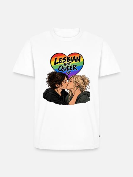 Lesbisch, aber nicht queer - Männer Premium Bio T-Shirt - Weiß