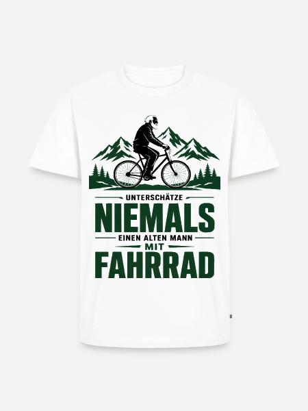 Nie einen alten Mann mit Fahrrad - Männer Premium Bio T-Shirt - Weiß