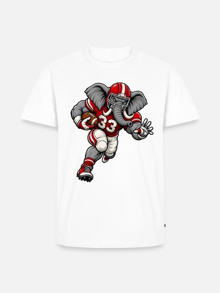 Elefant beim American Football - Männer Premium Bio T-Shirt - Weiß
