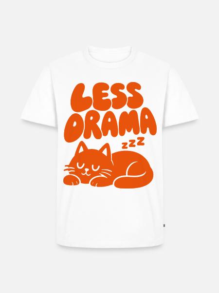 Less Drama – Entspannte Katze - Männer Premium Bio T-Shirt - Weiß