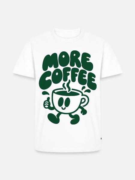More Coffee – Laufende Kaffeetasse - Männer Premium Bio T-Shirt - Weiß