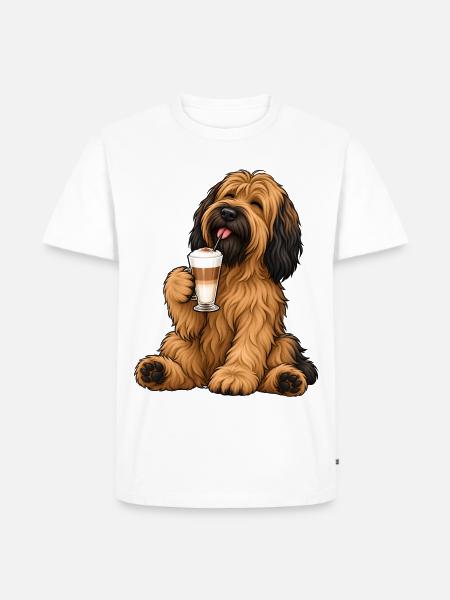 Briard mit Latte Macchiato - Männer Premium Bio T-Shirt - Weiß