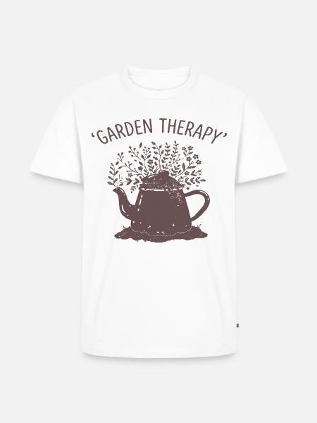 Garten Therapy Teekanne Motiv - Männer Premium Bio T-Shirt - Weiß