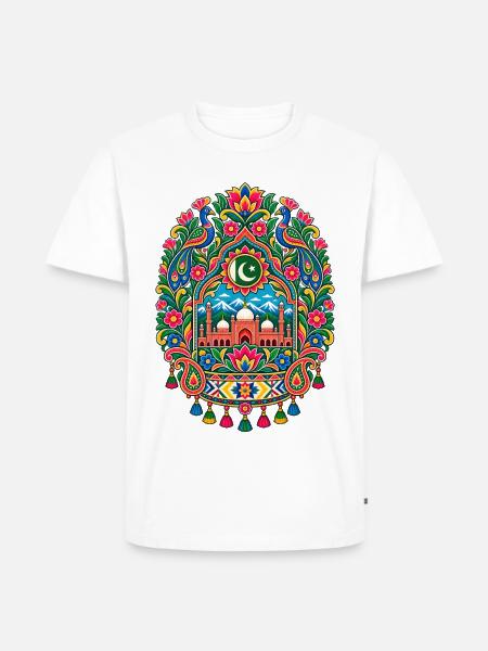 Pakistan | Pfauen, Moschee & Paisley - Männer Premium Bio T-Shirt - Weiß