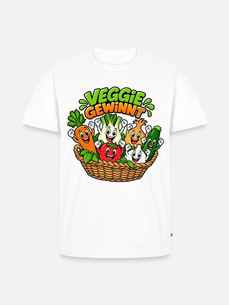 Veggie Gewinn Gemüsekorb Cartoon - Männer Premium Bio T-Shirt - Weiß