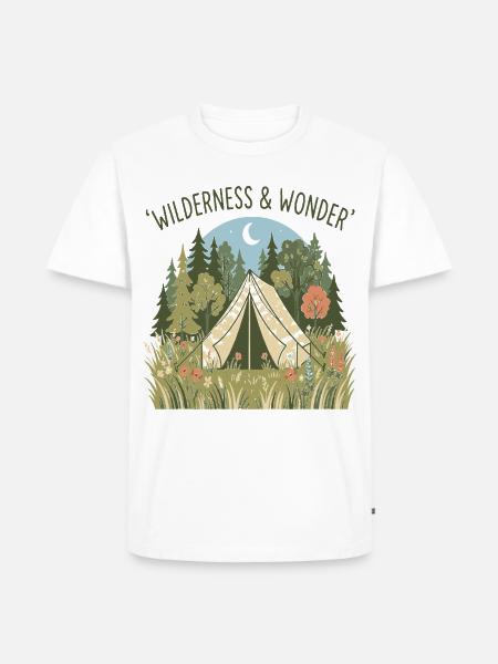 Wilderness & Wonder Zeltidylle im Wald - Männer Premium Bio T-Shirt - Weiß
