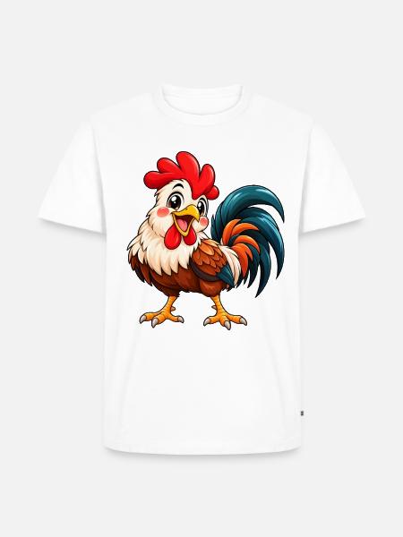 Hahn Kawaii Style – Süßer Hahn - Männer Premium Bio T-Shirt - Weiß