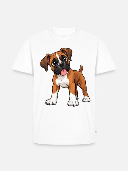 Boxer Kawaii Style – Süßer Hund - Männer Premium Bio T-Shirt - Weiß
