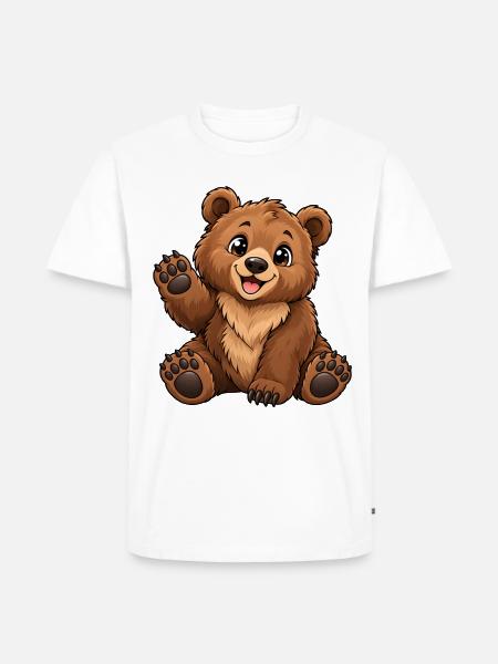 Braunbär Kawaii Style – Süßer Bär - Männer Premium Bio T-Shirt - Weiß