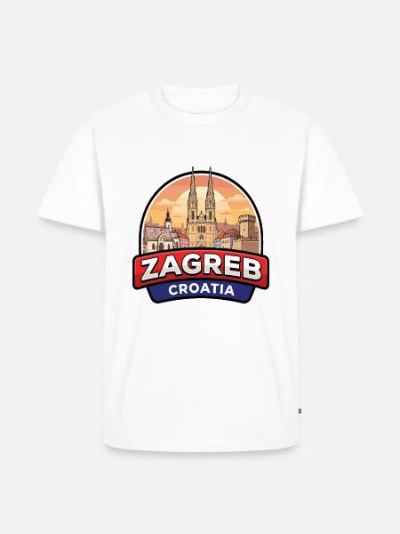 Zagreb Kroatien Reiseabzeichen St. Marks-Kirche Geschenk - Männer Premium Bio T-Shirt - Weiß