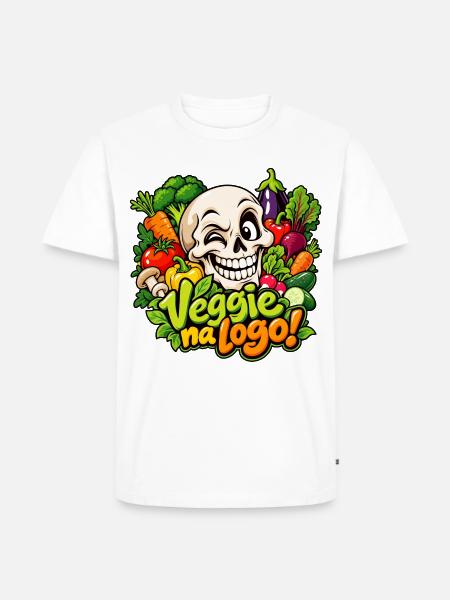 Lustiger Veggie Skull - Männer Premium Bio T-Shirt - Weiß
