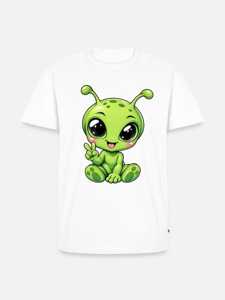 Alien Kawaii Style – Süßer Außerirdischer - Männer Premium Bio T-Shirt - Weiß